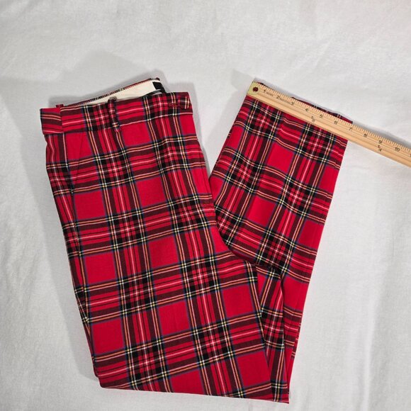 J.CREW CAMERON Academia Red Stewart Tartan Wool Hi-Rise Crop Pant Women Size 12. - Picture 17 of 17